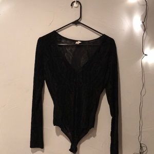FREE PEOPLE see thru lace bodysuit size small